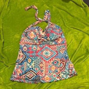 Swimsuits For All Multicolor Halter Swim Top